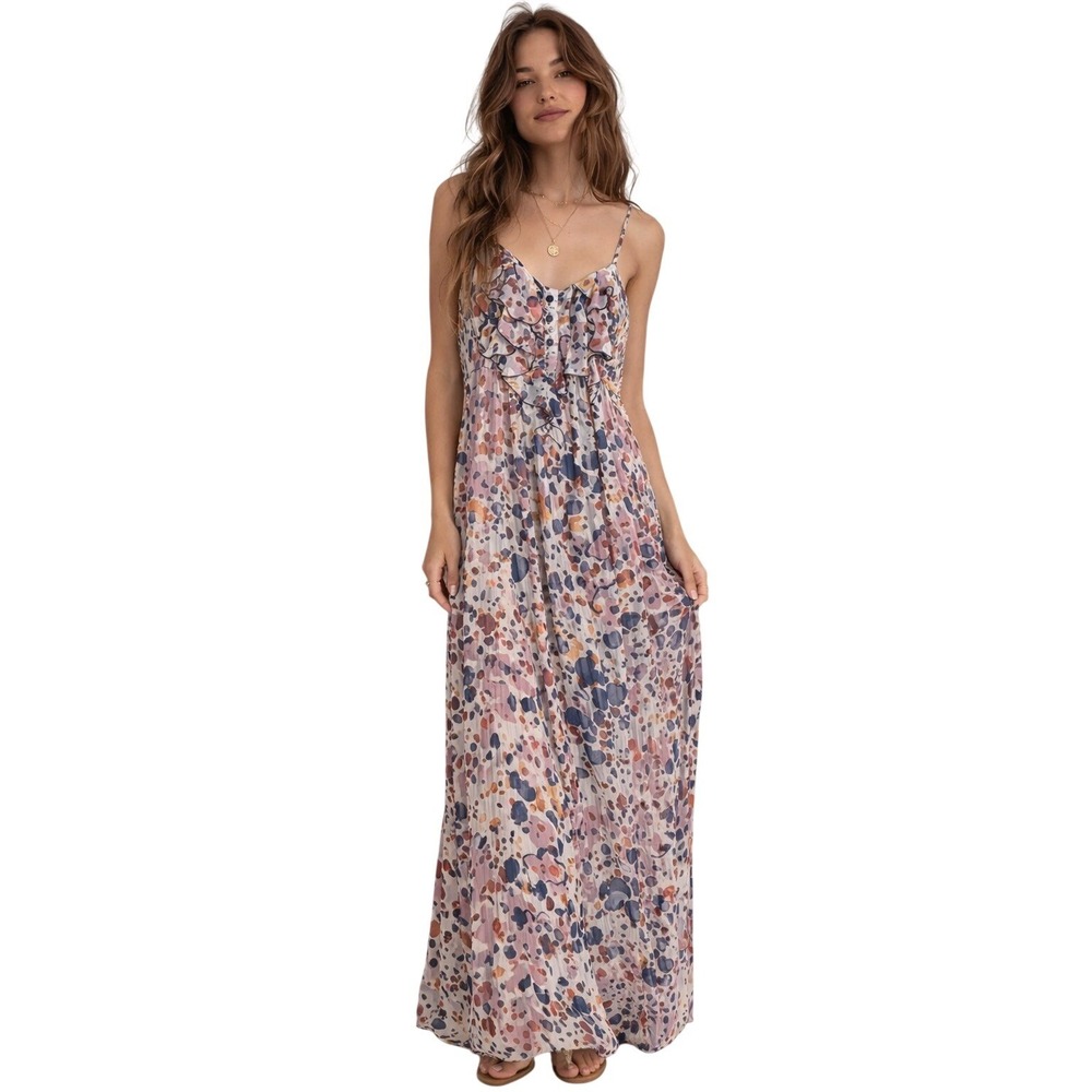 Kensie Floral Ruffle Maxi Dress XS Boho Festival Romantic Prairie Cottage Resort